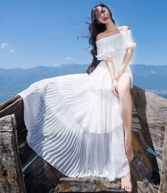 Богемное белое Макси платье длинное сексуальное женское вечернее с открытыми