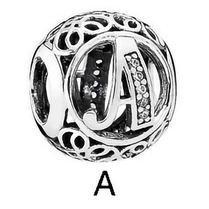 LR Браслет из серебра 925 пробы с бусинами в виде букв на английском языке |