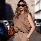 Женский трикотажный жилет из хлопка, однотонный Свободный жилет с круглым вырезом, весна-лето 2020