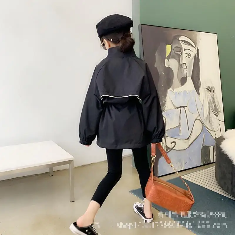 Пальто для девочек зимние куртки с кулиской черная зимняя куртка отдыха пальто