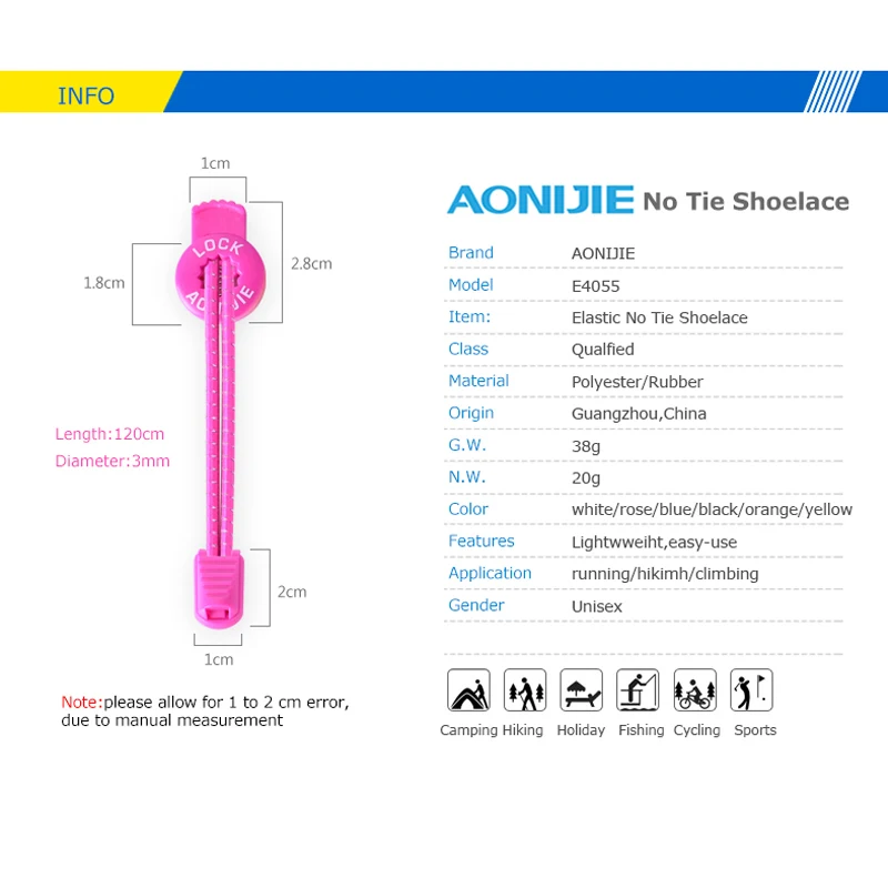 AONIJIE LaceLock Светоотражающие для детей и взрослых одна пара эластичных без