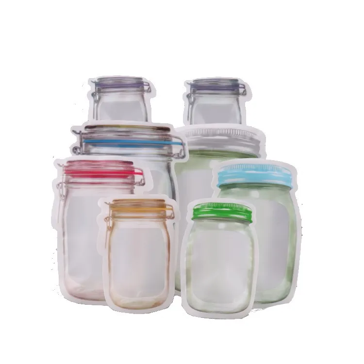 4 шт./лот многоразовые портативные мешки с молнией Mason Jar для домашнего хранения