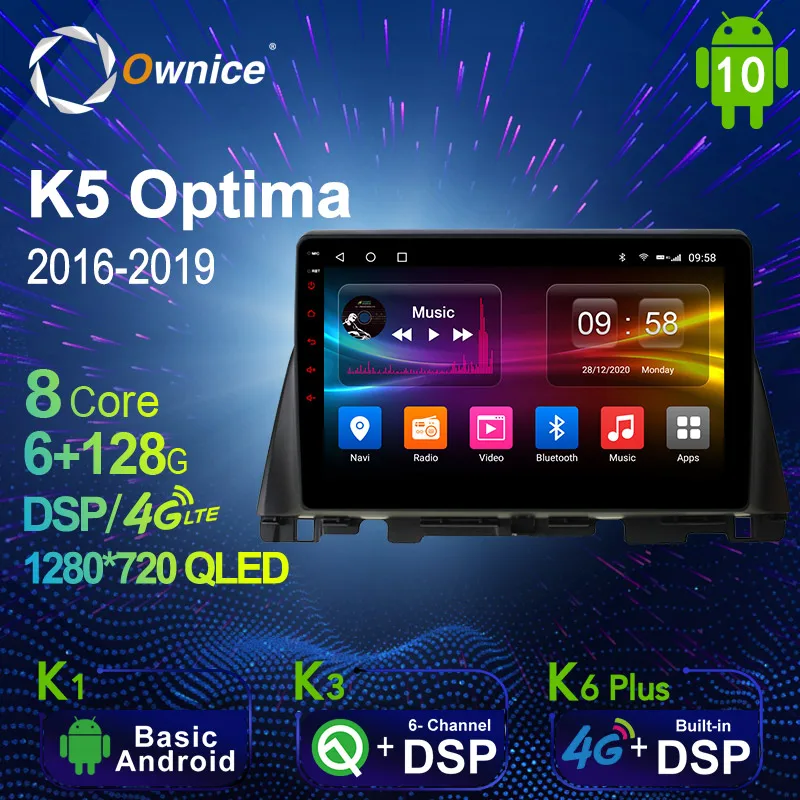

Автомобильный мультимедийный плеер Ownice, головное устройство 6 + 128 Гб на Android 10,0, для KIA K5 Optima 2016-2019, 4G LTE, поддержка SPDIF