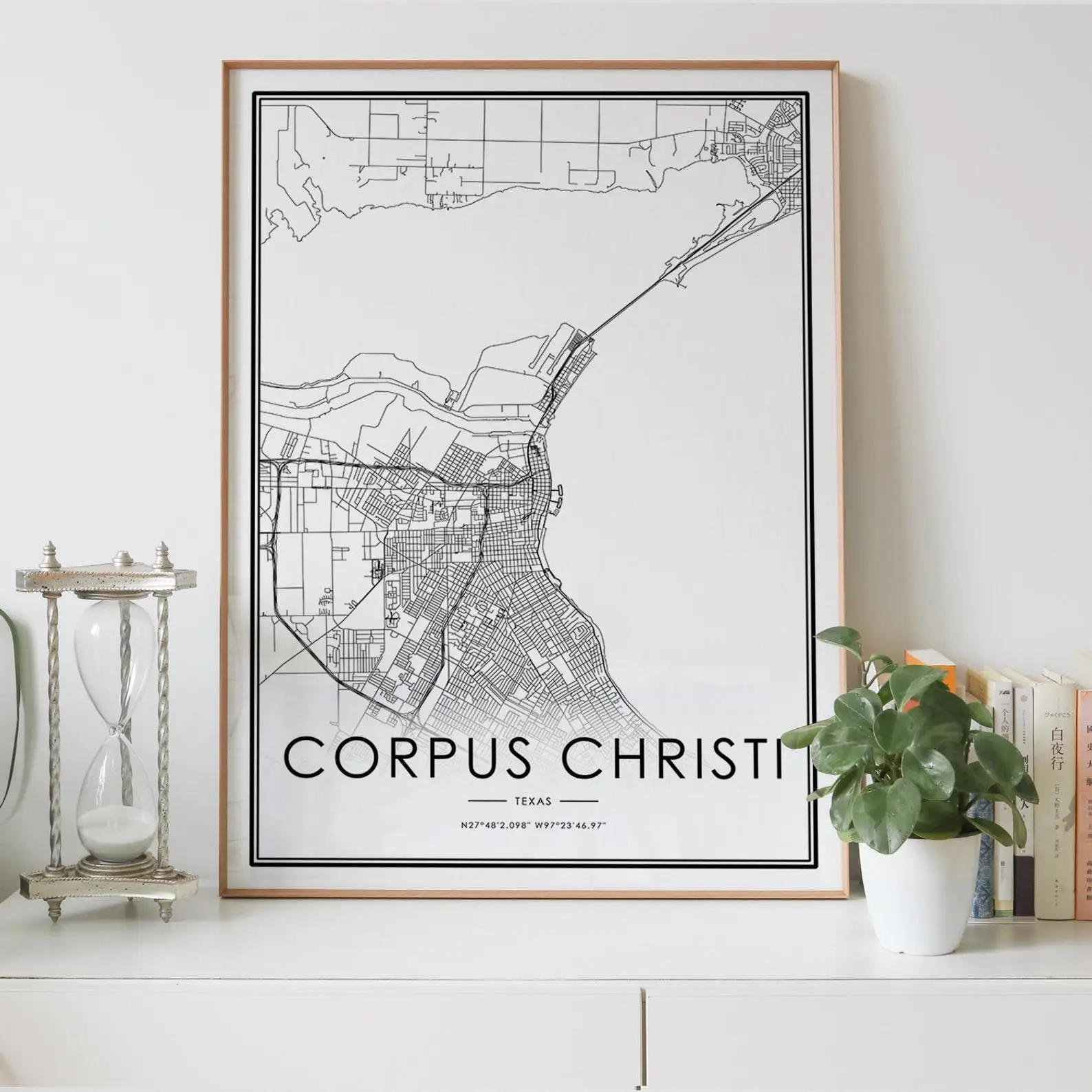 Карта города США Корпус Кристи Техас TX скандинавский декор гостиной холст плакат
