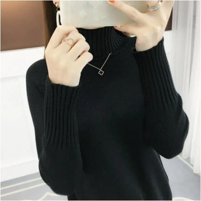Turtleneck Sweater Womens Long Sleeve Knitted Pullovers Sweaters 2019 Autumn Winter Loose Candy colors Female Jumper Tops | Женская