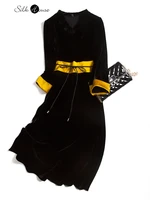 mulberry silk real velvet literary retro v neck loose dress femininity 2021 fashion new womens party commuter dress