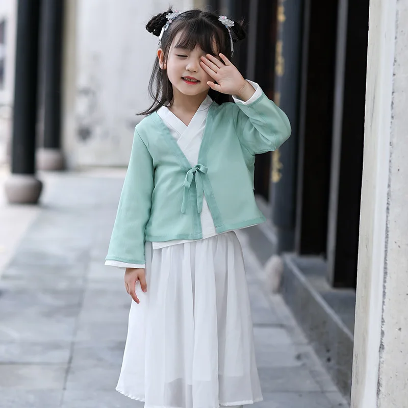 Hanfu/традиционная детская одежда в китайском стиле для девочек Одежда детей