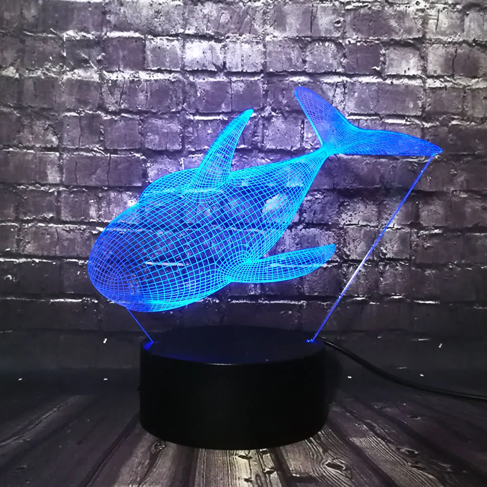 Милый морской Кит 3D светодиодный ночник блеск для детской спальни USB Сенсорная