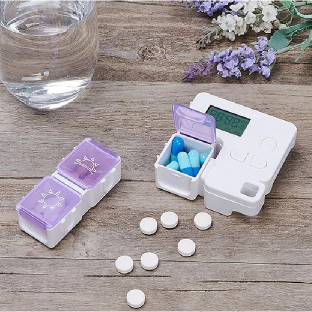 

1PC 3 Compartments Pill Box Portable Timing Remind Smart Medicine Case Without Battery (Red)