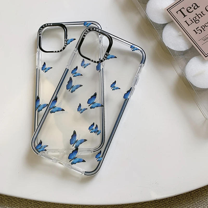 Beauty Blue Butterfly защитный чехол для телефона iphone 11 Pro 12 Max XR X XS 7 8 6 6S Plus мягкая