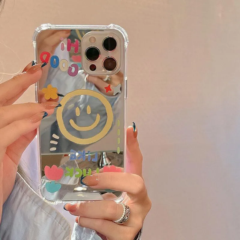 Зеркальный противоударный чехол в Корейском стиле для iPhone 12 13 Pro Max 11 7 8 plus x xr xs max |