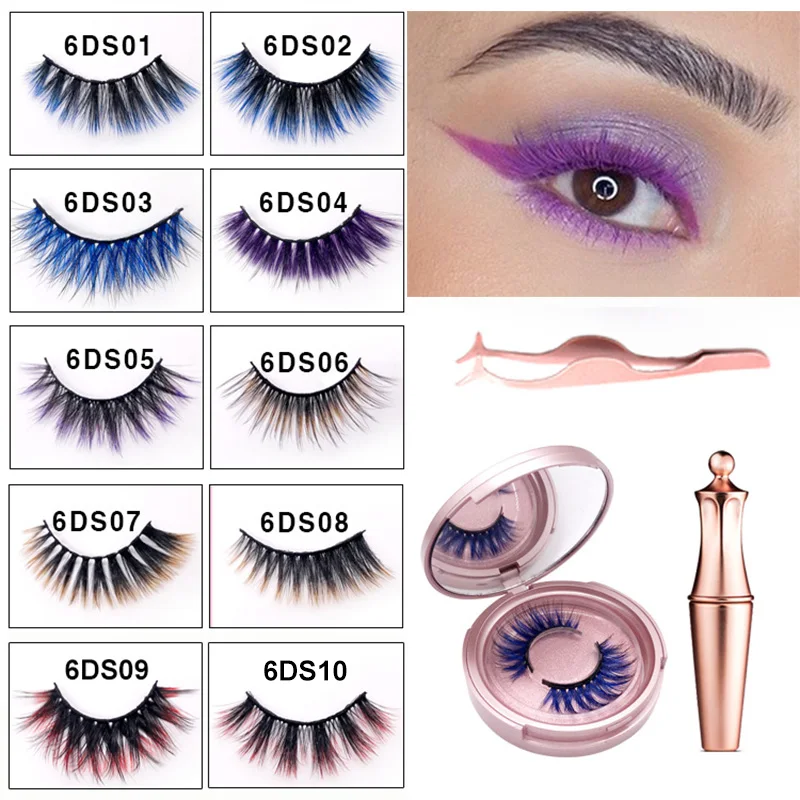 

Colored Magnetic 3D False Eyelashes Waterproof Magnetic Eyeliner Tweezer Set Colorful Fake Eyelashes Set No Glue Lash Extension