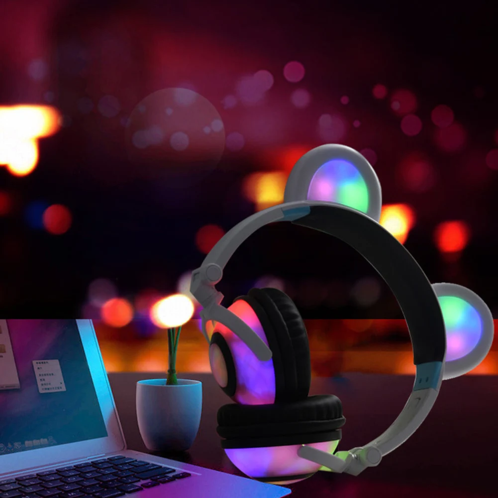 Милые Складные Наушники панда Медведь гарнитура для детей наушники косплея со