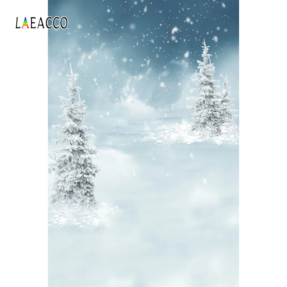 Laeacco Fantasy Winter Snow Pine Trees Scenic Baby Photography Backgrounds Customized Backdrops For Photo Studio | Электроника