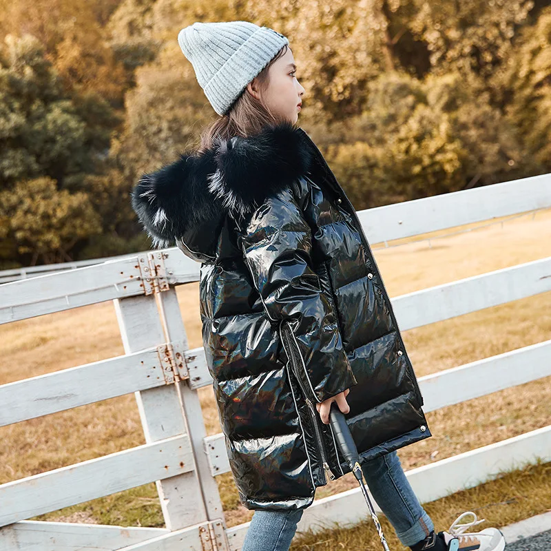 

6-12 years children clothing Shiny Down Jacket Coat Baby winter jacket white duck down jacket toddler girl boys winter clothes