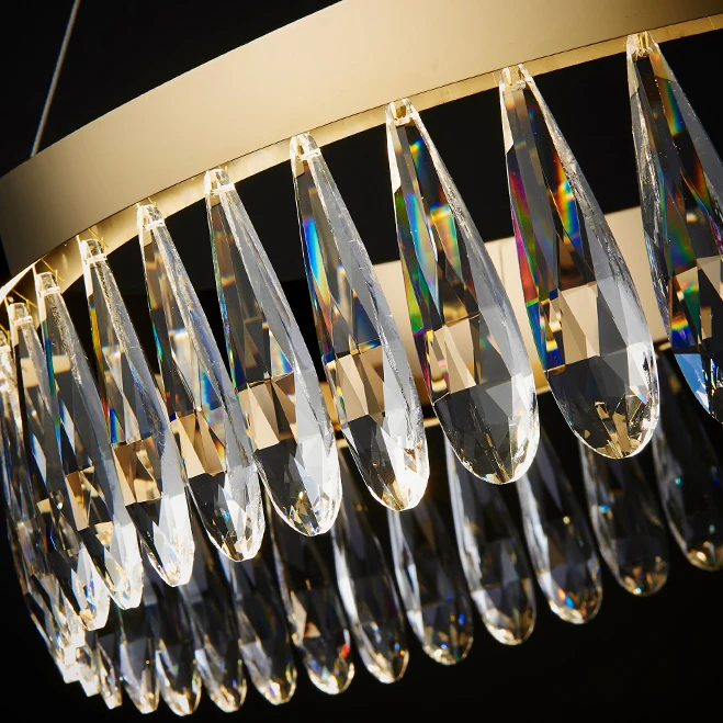 

LED Postmodern Crystal Stainless Steel Golden Designer Chandelier Lighting Lustre Suspension Luminaire Lampen For Dinning Room