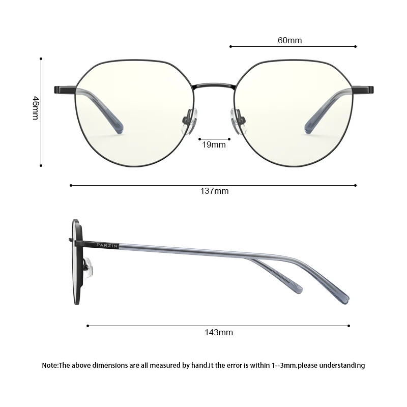 PARZIN 72115 Blue Light Glasses Women Vintage Round Eyeglasses Frame Men Fashion Myopia Optical Eyewear Lunette De Vue Femme