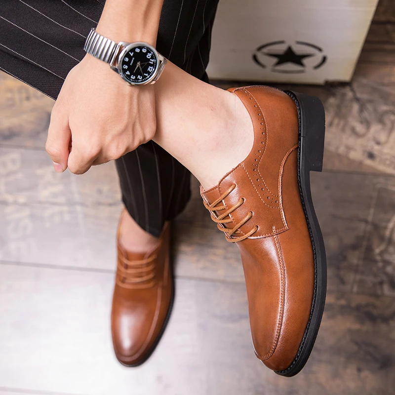 

Non-slip Shoes For Men Men's Casual Leather New 2021 Oxford Flat Wear-resistant Formal Luxurious Fashion High Quality