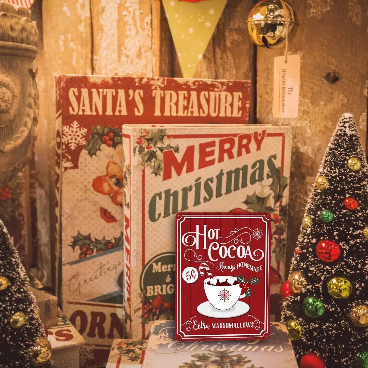 Рождественские декоративные знаки фермерские красные Горячие какао винтажные