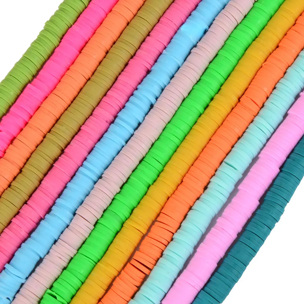 

4/6mm 400-450pcs/lot Flat Round Polymer Clay Beads Chip Disk Loose Spacer Handmade Beads For DIY Jewelry Making Bracelets
