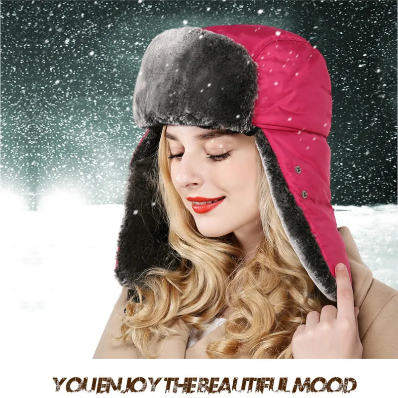 

Men's Hat Winter Cotton Cap Thick qi che mao Women's Youth Winter Wind-Resistant Cold Earmuff Masks Elderly Ushanka