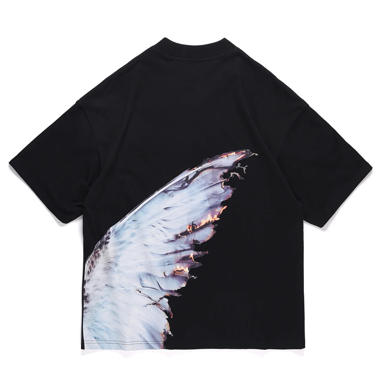 

LACIBLE Harajuku Tees Shirts Fire Flame Burning Wings Tshirts Streetwear Hip Hop Fashion Casual Short Sleeve Cotton Loose Tops
