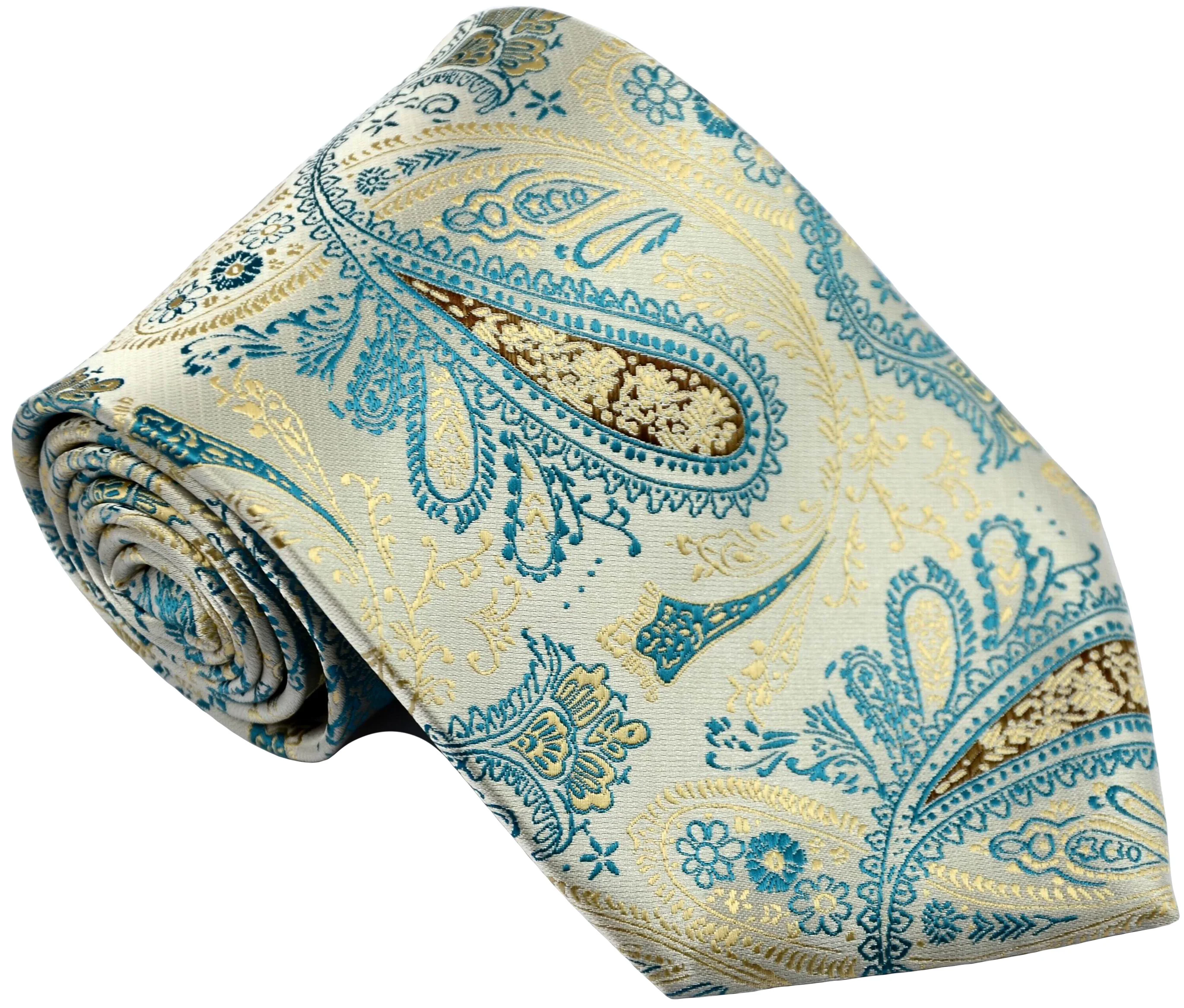 

Men's Floral Tie Silk Necktie Beige Blue Jacquard Party Wedding Woven Fashion Design