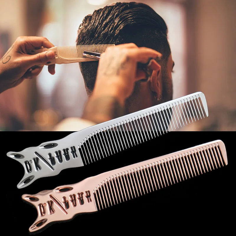 

Hair Stylist Space Aluminum Anti-Static Flat Comb For Men's Thin Apple Comb