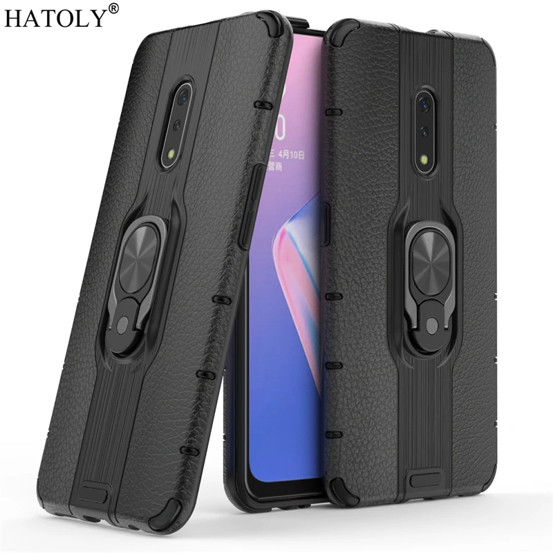 Для OPPO Realme X чехол для защитный с кольцом на палец Силиконовый ПК бронированный