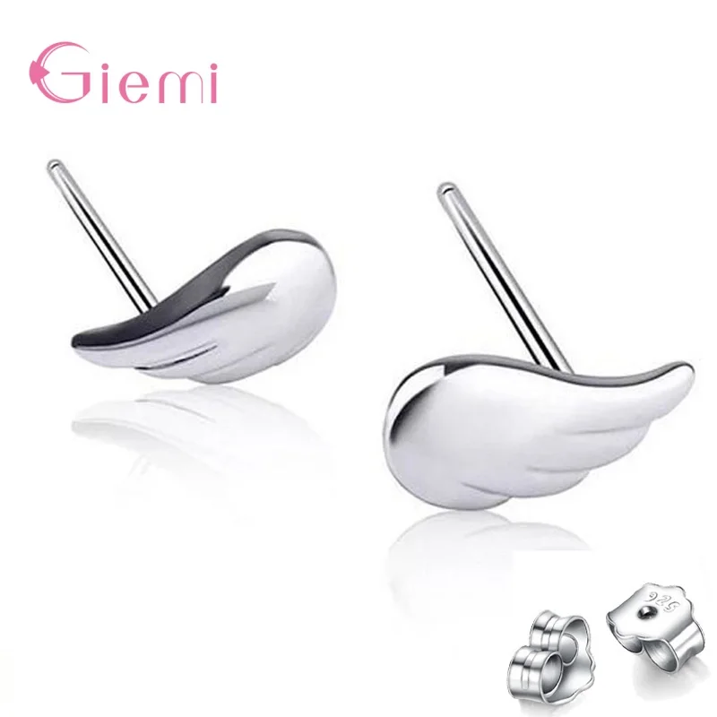 

New Minimalism 925 Silver Small Cute Wing Shape Exquisite Trendy Stud Earrings Women And Girl Tiny Silver Jewelry