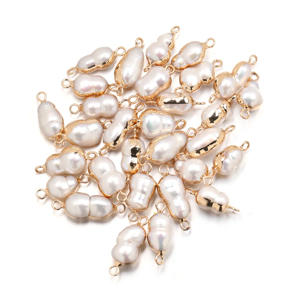 

Natural Freshwater Pearl Pendant irregular Double hole connector Pendants for Jewelry Making DIY Bracelet Necklaces Accessories