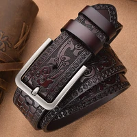 elegzo mens leather belt high quality fashion pin buckle cowskin belt male jeans genuine leather belt