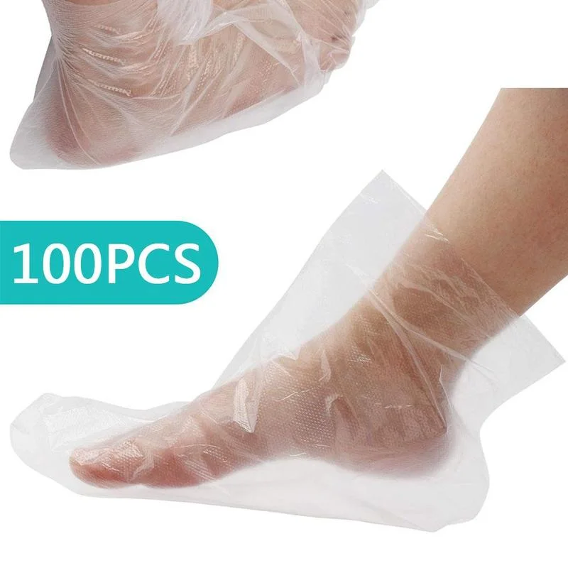 

100pcs/set Disposable Foot Cover Transparent Film Foot Cover For Pedicure Prevent Infection Remove Chapped Foot Care Shoes Cover