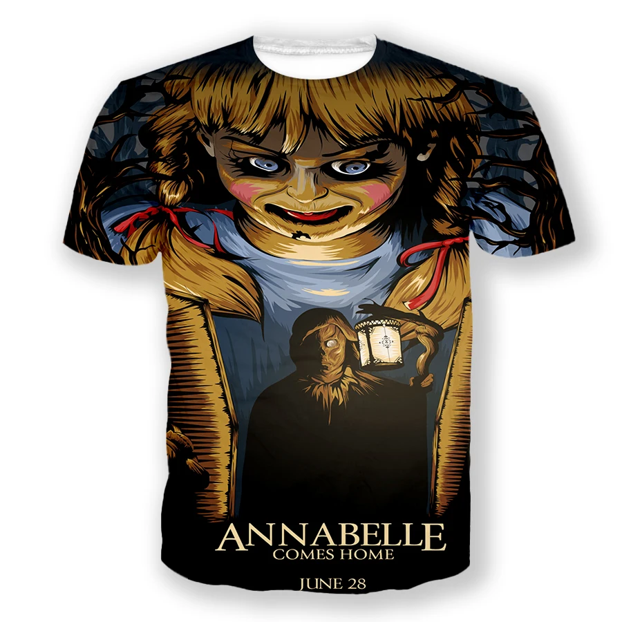 

Креативная Мужская футболка xinchenyuan с 3D-принтом фильма ужасов Аннабель, женская футболка в стиле хип-хоп, одежда унисекс, топы A26