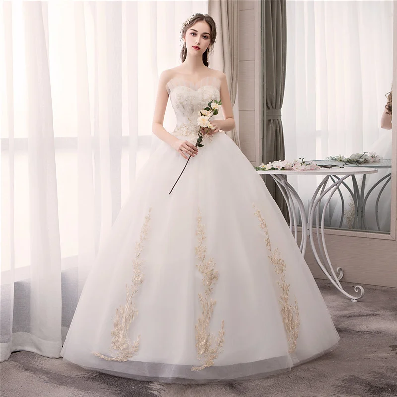 

Wedding Dress New Wedding Bride White Lace Bra Flush Wedding Dress Is Thin, Delicate And Elegant