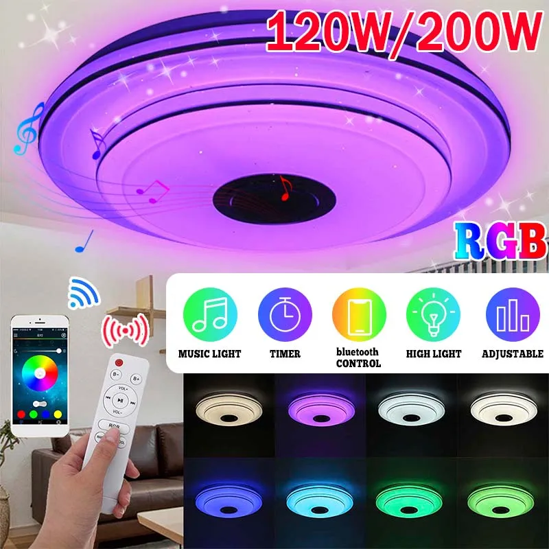 

200W 40cm 2 Layer RGB Dimmable LED Ceiling Light APP bluetooth Music Light Home Bedroom Smart Ceiling Lamp With Remote Control