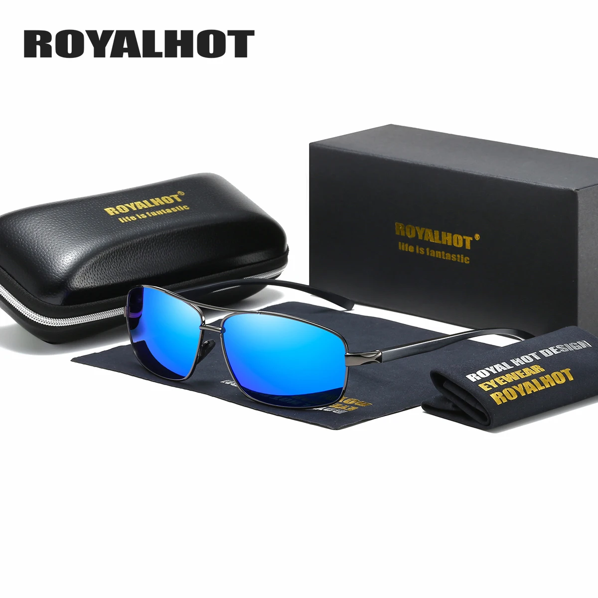 Солнцезащитные очки RoyalHot мужские и женские прямоугольные с поляризационными