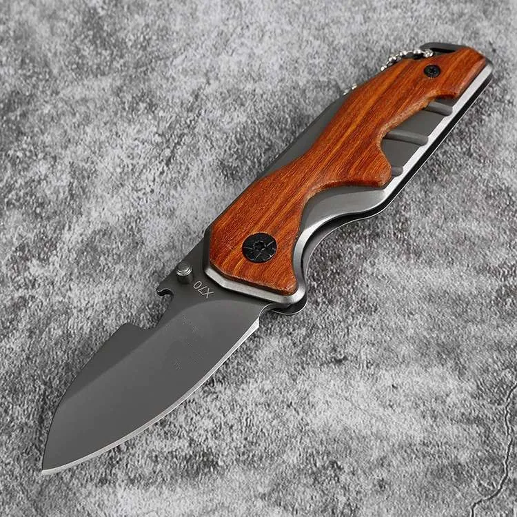 Охотничий складной нож с лезвием из стали и древесной ручкой 55HRC | Инструменты
