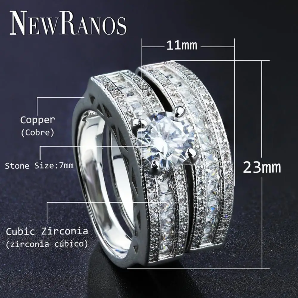Newranos 2 шт./компл. кольцо для влюбленных Bijoux Femme свадебное золото цвета пара