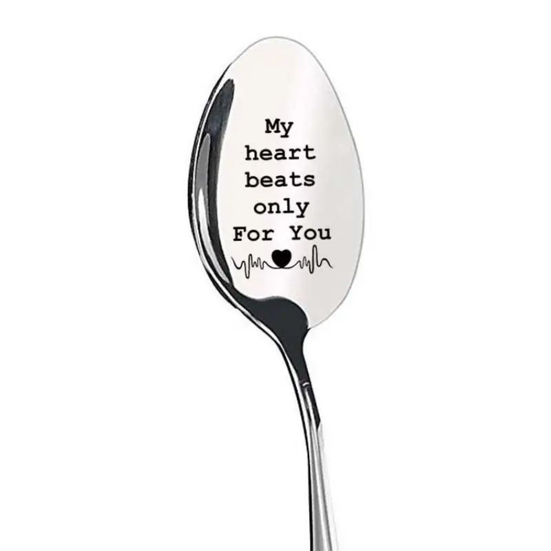 

Wedding Anniversary Gift Valentine's Day Gift Stainless Steel Spoon Long Handle Engraved Spoon Household Supplies Kitchen