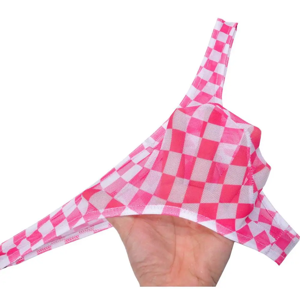 Мужские воздухопроницаемые стринги 5 шт./лот в клетку сетчатые трусы танга с Т