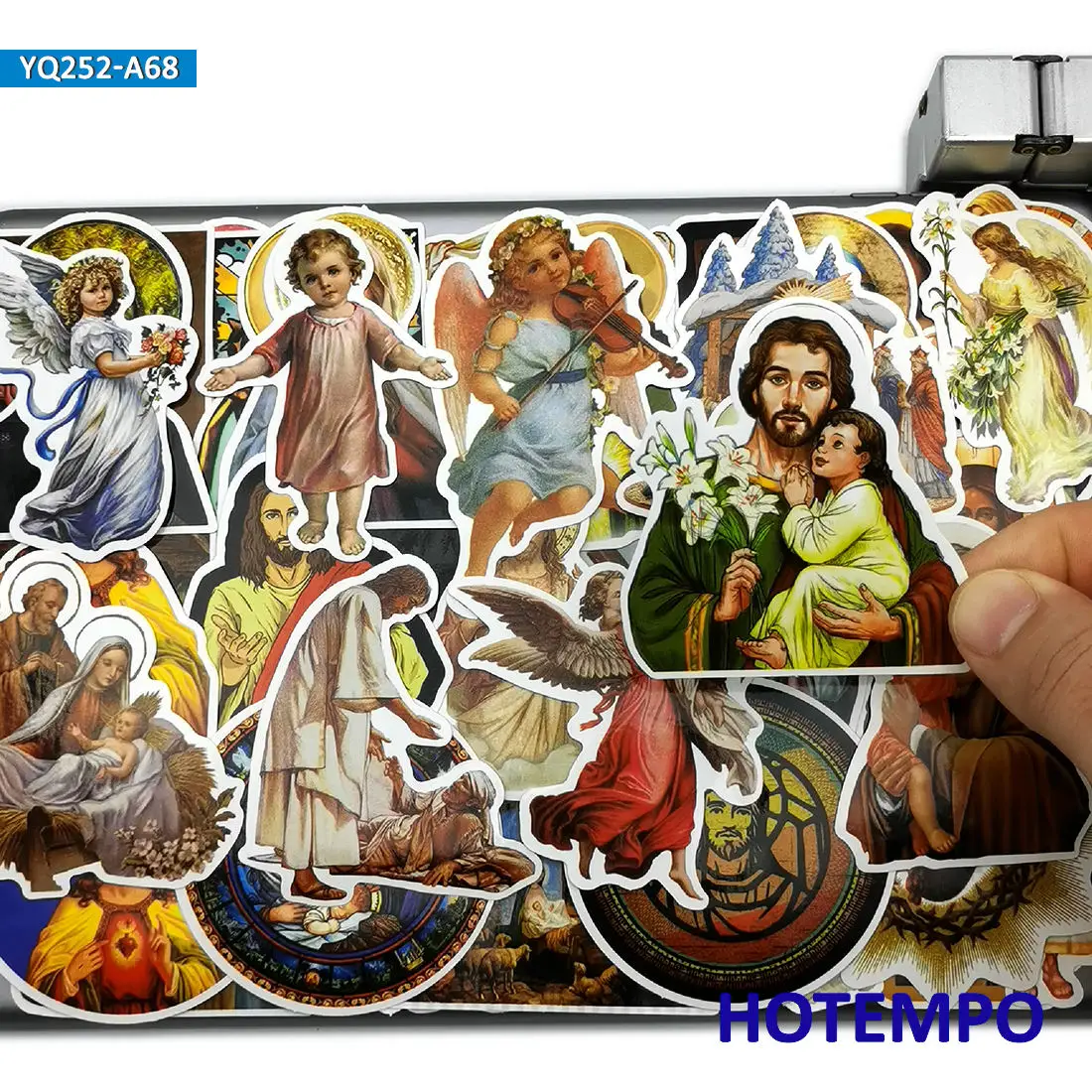 68pcs Jesus Virgin Mary Peter Paul Angel Stickers for Phone Laptop Scrapbook Guitar Case Skateboard Bike Motorcycle Car Sticker