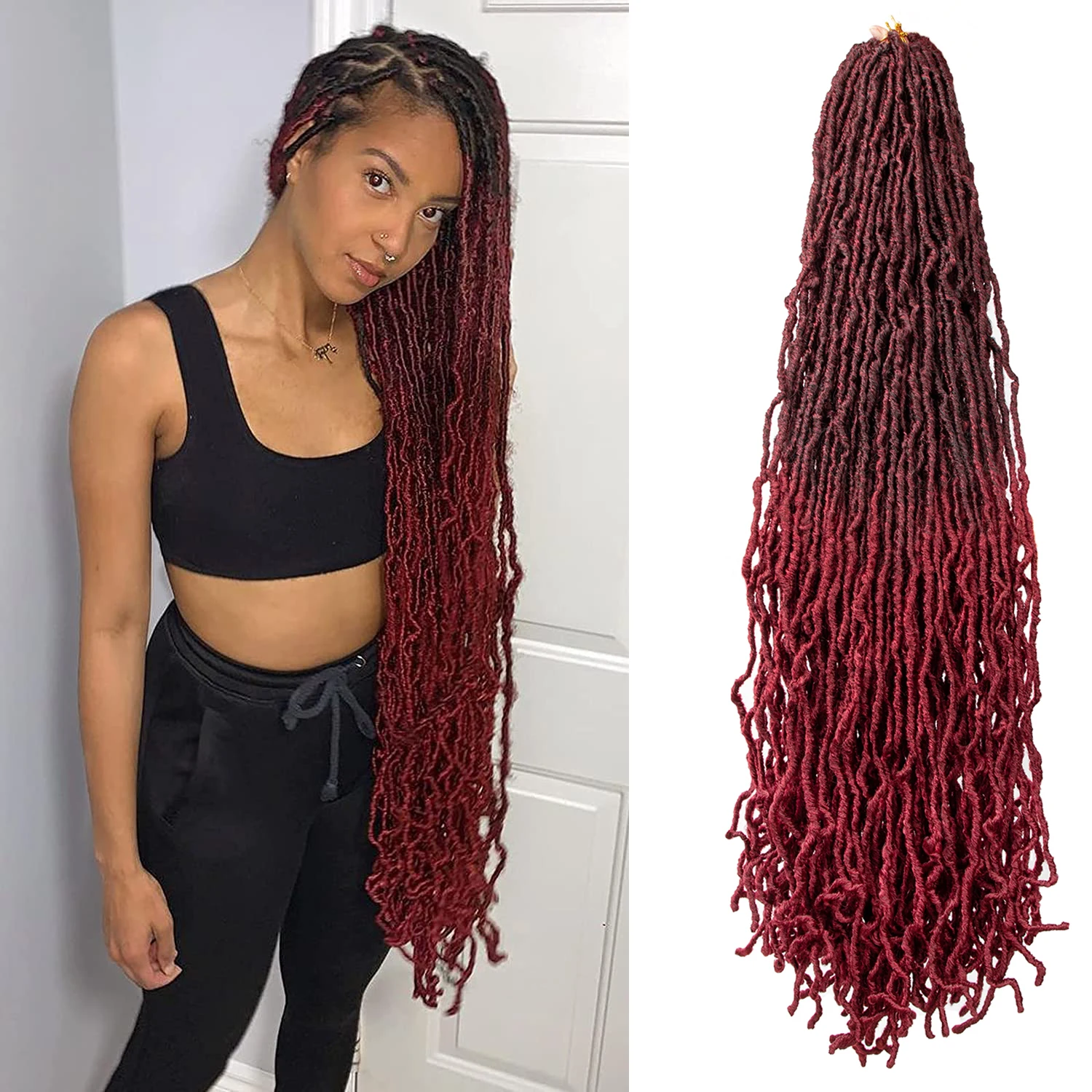 

Faux Locs 36 Inch Soft GoddessLong Boho Crochet Hair African Roots Messy Synthetic Hair Dreadlocks Hair Extensions