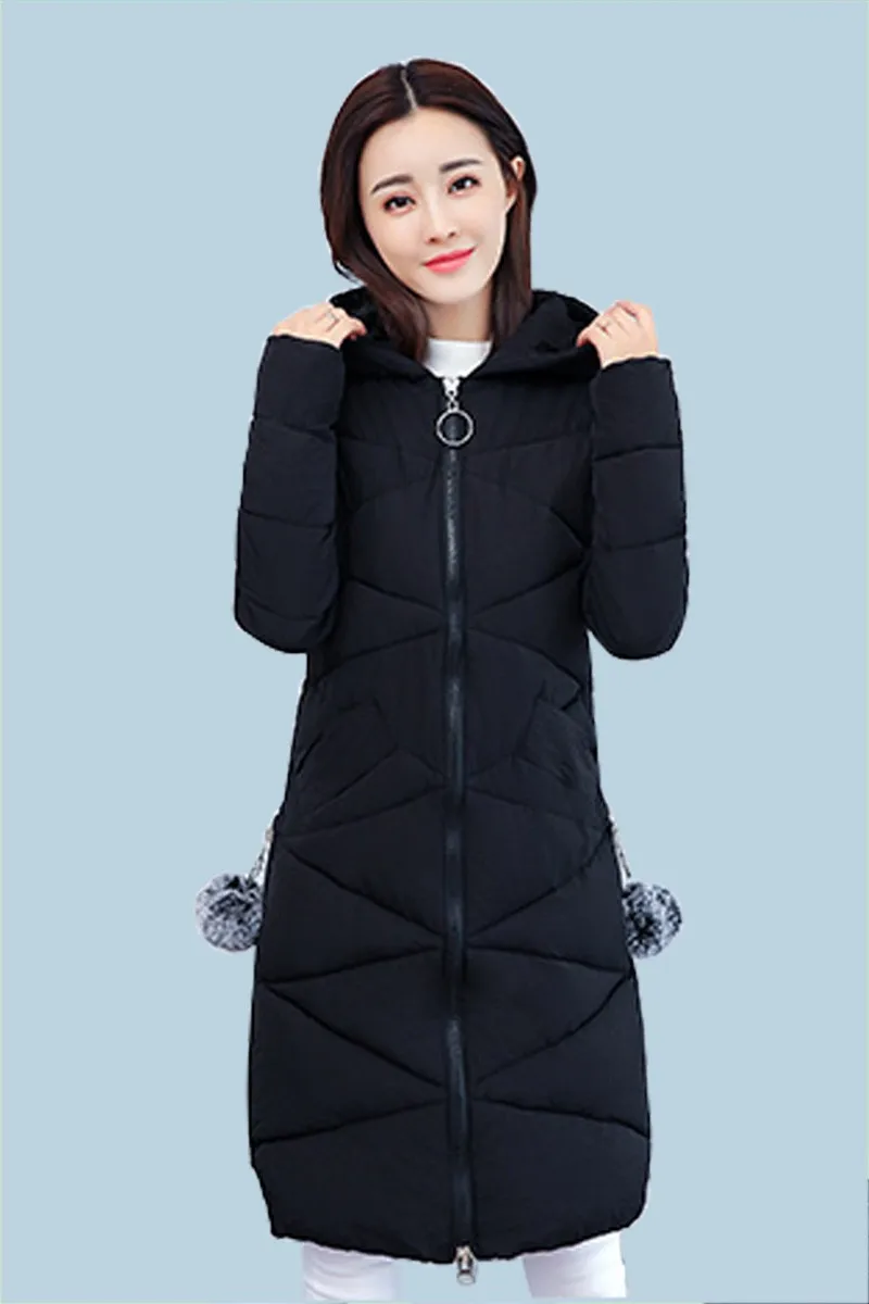 

Nice New Down Coat Long Section Thick Large Fur Collar Fashion Hooded Down Cotton Padded Clothes