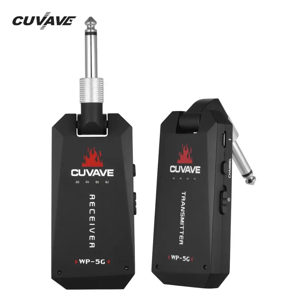 

CUVAVE WP-5G Wireless 5.8GHz Guitar System Rechargeable Audio Transmitter and Receiver ISM Band for Electric Guitars Amplifier