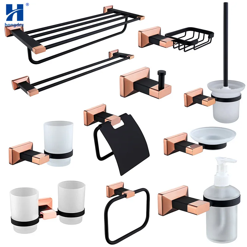 Роскошные аксессуары для ванной комнаты Hongdec из нержавеющей стали цвета розового
