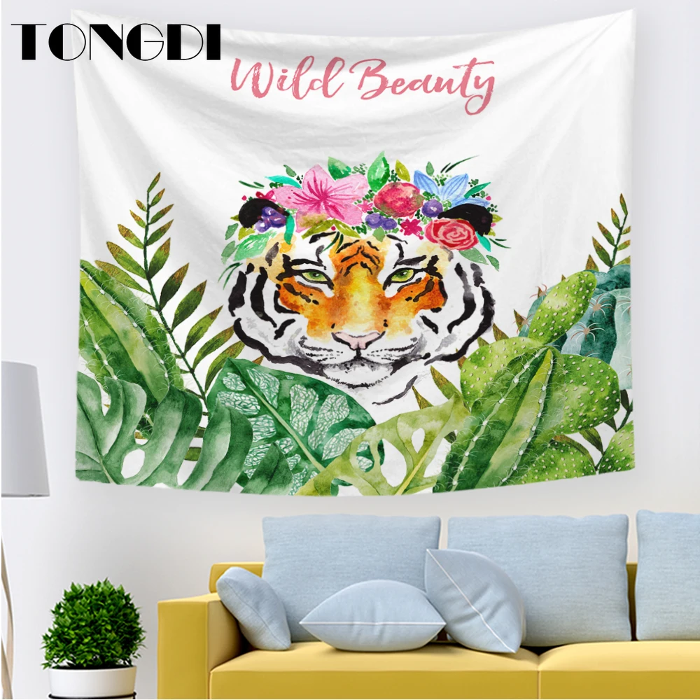 TONGDI гобелен современный элегантный тропический африканский дикий животный