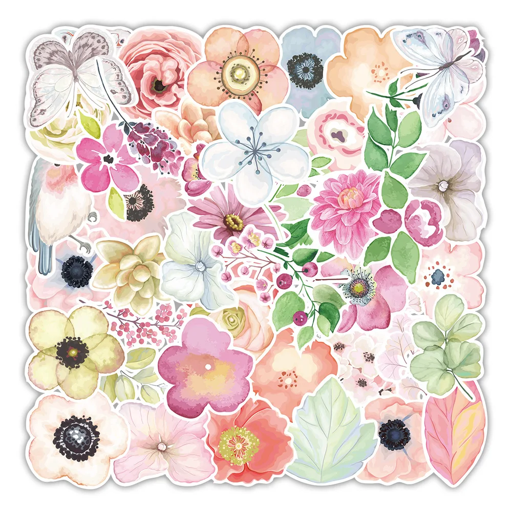 103050pcs mixed pretty flowers aesthetics stickers laptop phone suitcase guitar bike waterproof graffiti sticker decal kid toy free global shipping