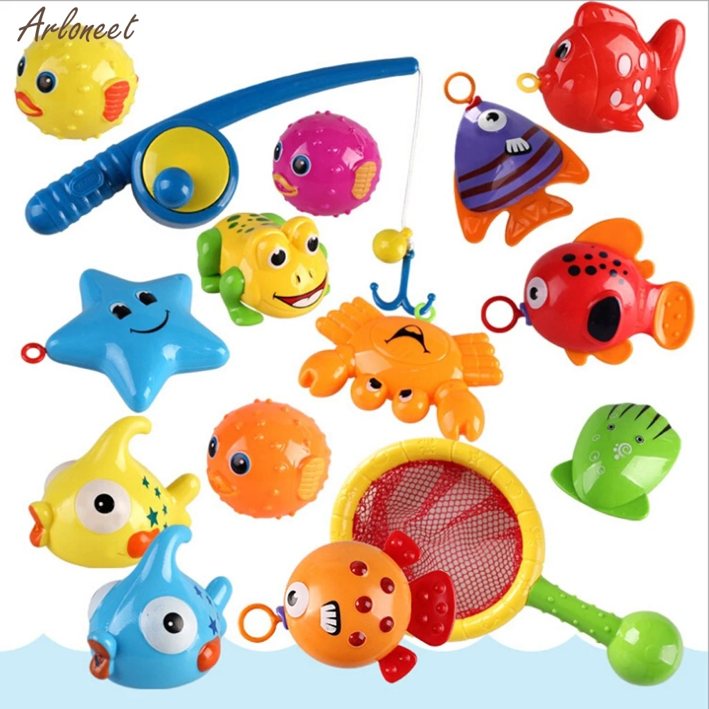 

Children's educational bathing fishing toy set environmental protection fun fishing play 15PC Bath Toys Cute Shower Gift 2020
