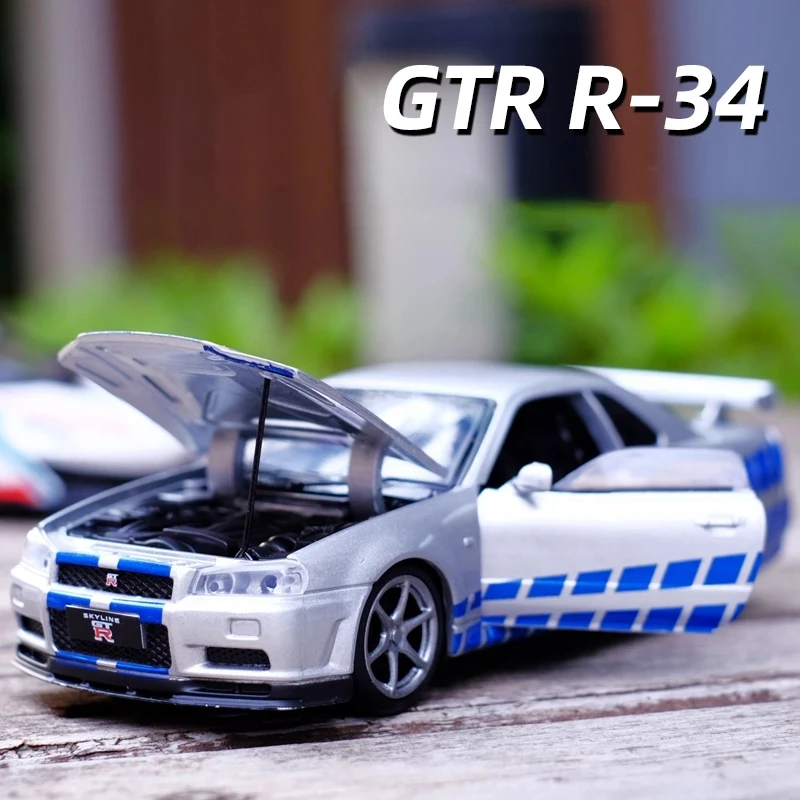 Новинка 1:32 Nissan Skyline Ares GTR R34 Литые и игрушечные автомобили металлическая